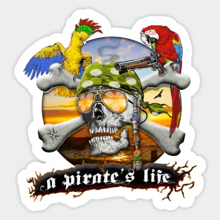 Pirate Parrots Skull and Bones Sticker